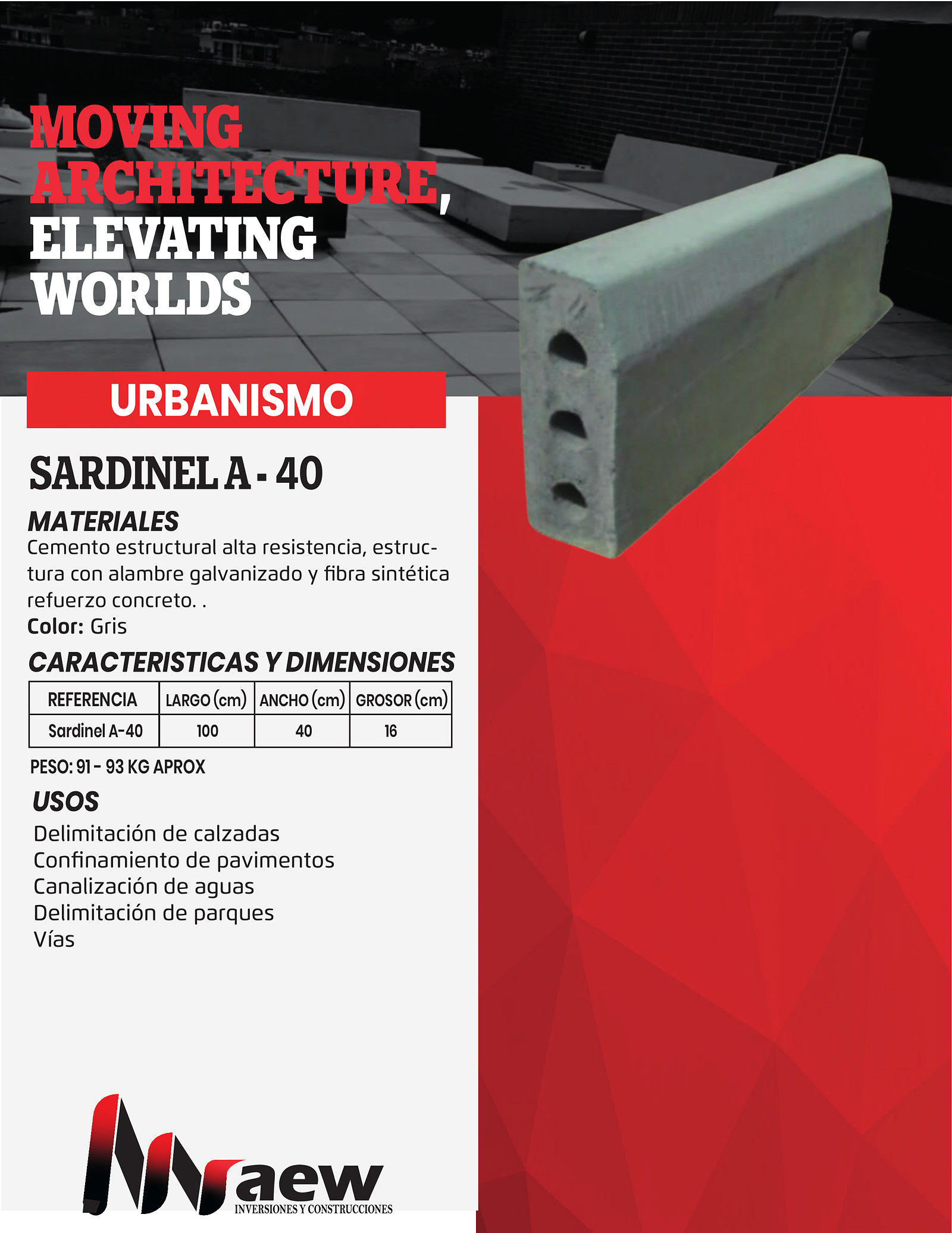 Ficha técnica Sardinel en Concreto A-40 – MAEW